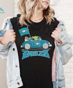 Baby Yoda drive a car Philadelphia Eagles football flag logo shirt