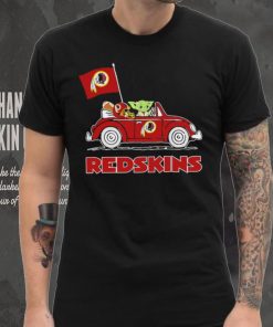 Baby Yoda drive a car Washington Redskins football flag logo shirt