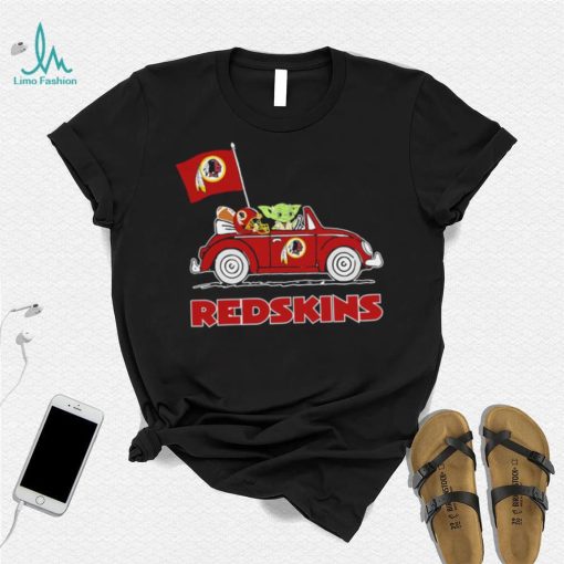 Baby Yoda drive a car Washington Redskins football flag logo shirt