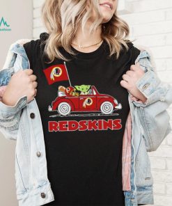 Baby Yoda drive a car Washington Redskins football flag logo shirt