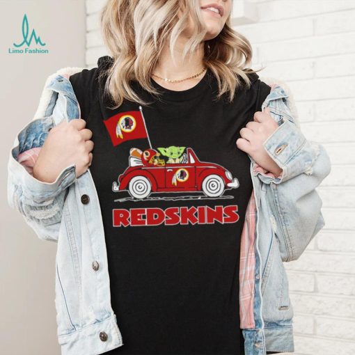 Baby Yoda drive a car Washington Redskins football flag logo shirt