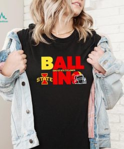 Ball in Iowa State Cyclones logo helmet shirt