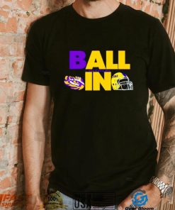 Ball in LSU Tigers logo helmet shirt