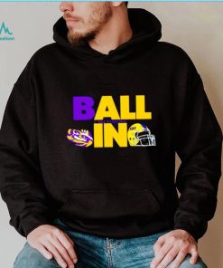 Ball in LSU Tigers logo helmet shirt