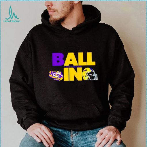 Ball in LSU Tigers logo helmet shirt