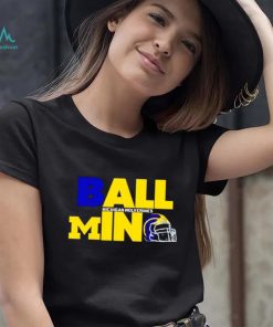 Ball in Michigan Wolverines logo helmet shirt