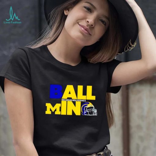 Ball in Michigan Wolverines logo helmet shirt