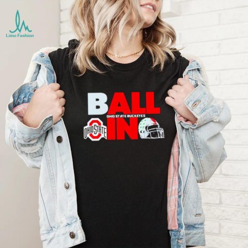 Ball in Ohio State Buckeyes logo helmet shirt