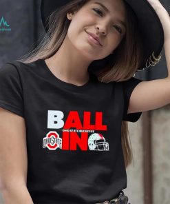 Ball in Ohio State Buckeyes logo helmet shirt