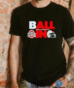 Ball in Ohio State Buckeyes logo helmet shirt