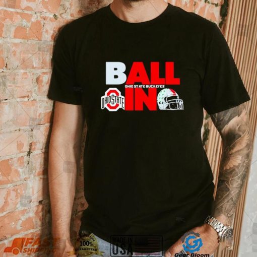 Ball in Ohio State Buckeyes logo helmet shirt
