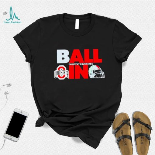 Ball in Ohio State Buckeyes logo helmet shirt