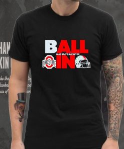 Ball in Ohio State Buckeyes logo helmet shirt
