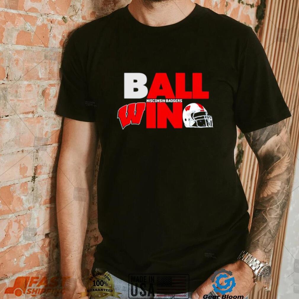 Ball in Wisconsin Badgers logo helmet shirt Ball in Wisconsin Badgers logo helmet shirt