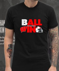 Ball in Wisconsin Badgers logo helmet shirt