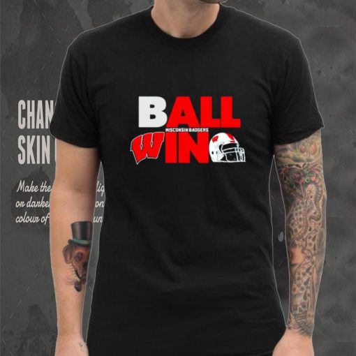 Ball in Wisconsin Badgers logo helmet shirt