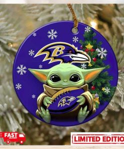 Baltimore Ravens Baby Yoda NFL 2023 Christmas Tree Decorations Ornament