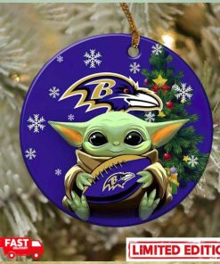 Baltimore Ravens Baby Yoda NFL 2023 Christmas Tree Decorations Ornament