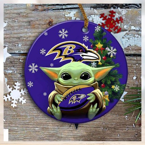 Baltimore Ravens Baby Yoda Ornament Christmas Tree Decorations NFL Gifts