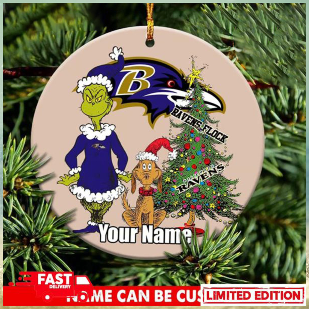 Baltimore Ravens Logo NFL Ugly Grinch Christmas Ornament Custom Name Baltimore Ravens Logo NFL Ugly Grinch Christmas Ornament Custom Name