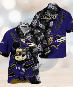 Baltimore Ravens NFL Summer Hawaii Shirt Mickey And Floral Pattern For Sports Fans