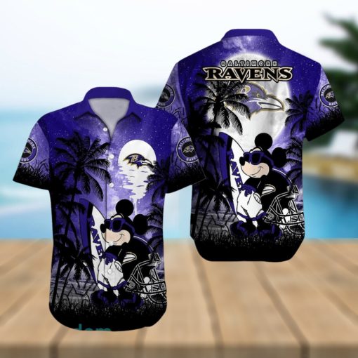 Baltimore Ravens NFL Team Logo Baby Yoda Hawaiian