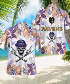 Baltimore Ravens Skull Hawaiian Shirt And Short Combo Gift For Fans