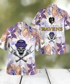 Baltimore Ravens Skull Hawaiian Shirt And Short Combo Gift For Fans