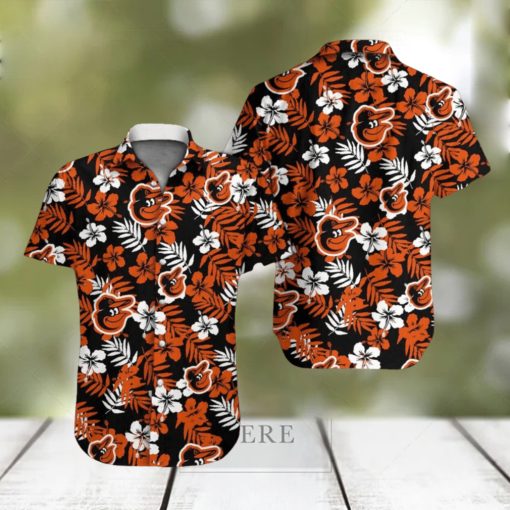 Baseball Baltimore Orioles Floral Tropicial Hawaiian Shirt