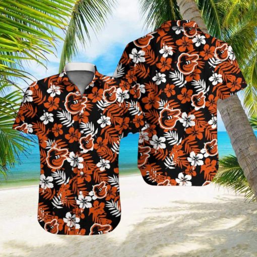 Baseball Baltimore Orioles Floral Tropicial Hawaiian Shirt