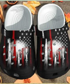 Baseball Bat America Flag Black Crocs