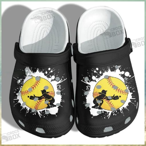 Baseball Girl Custom Shoes Crocs – Baseball Beach Black Crocs Womens