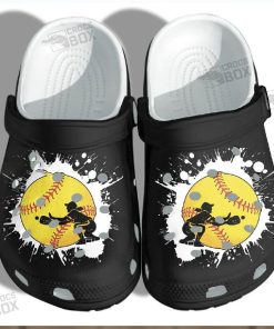 Baseball Girl Custom Shoes Crocs – Baseball Beach Black Crocs Womens