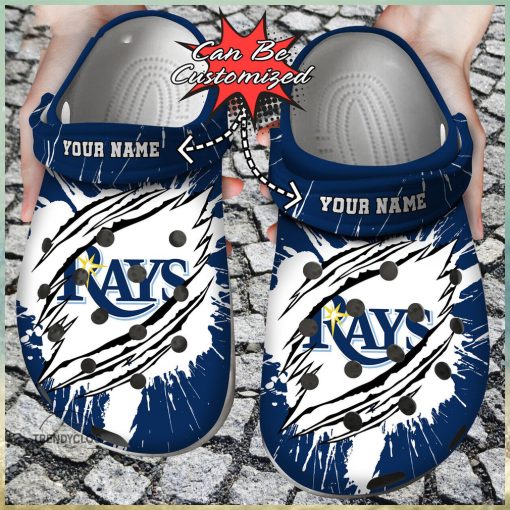 Baseball Personalized Tampa Bay Rays Ripped Claw Clog Shoes