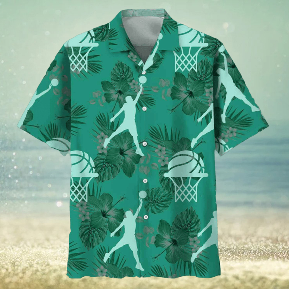 Basketball Kelly Green Hawaiian Shirt Basketball Kelly Green Hawaiian Shirt