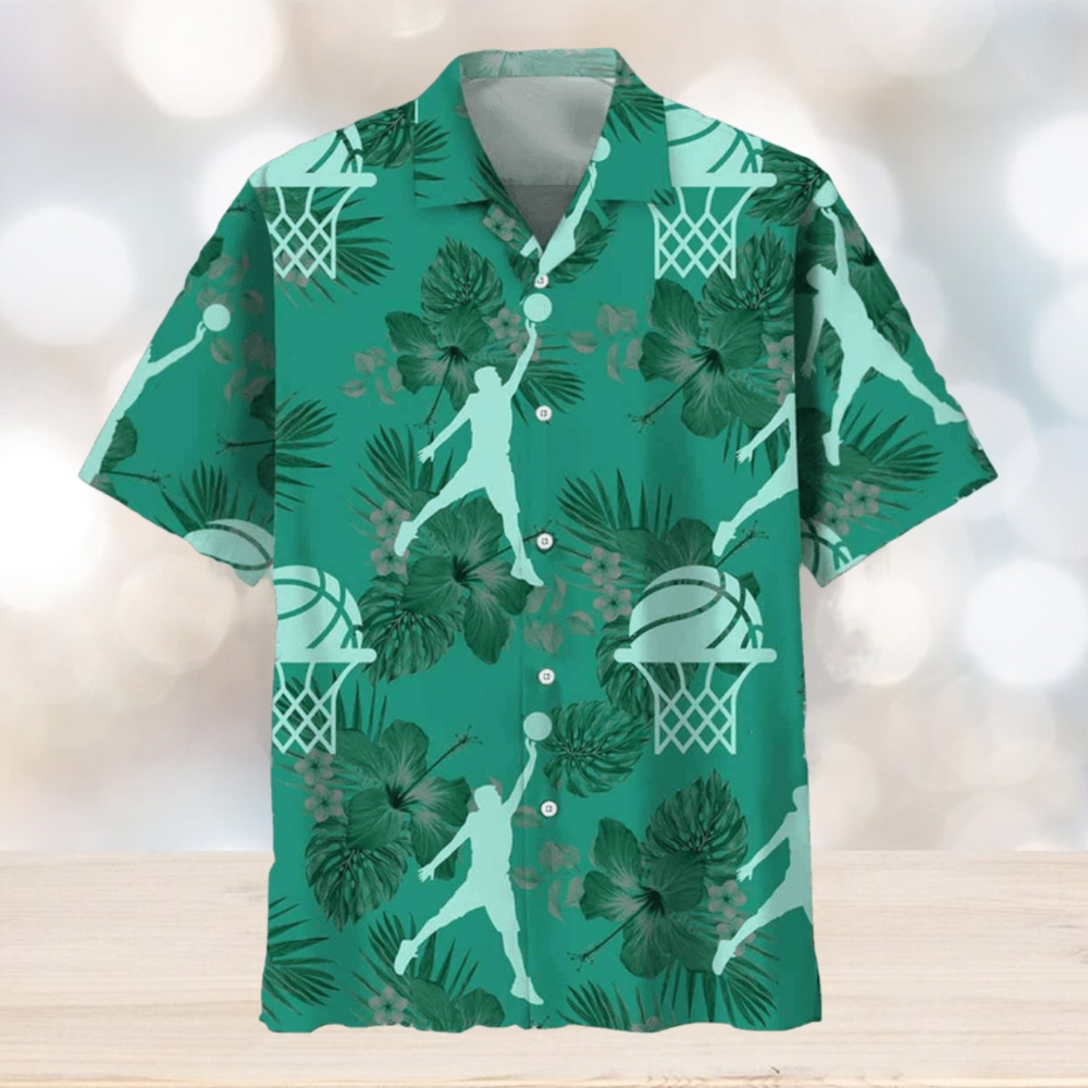 Basketball Kelly Green Hawaiian Shirt Basketball Kelly Green Hawaiian Shirt