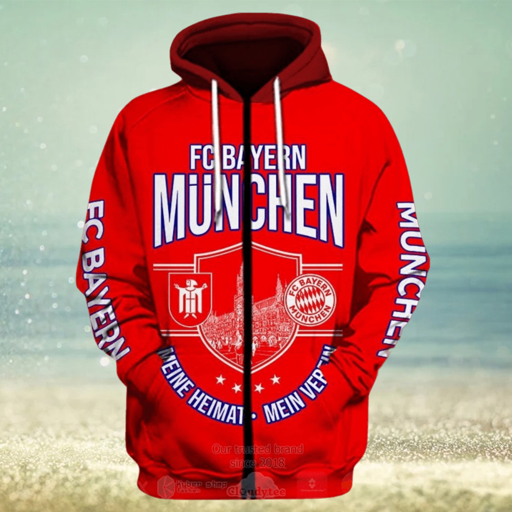 Bayern Munich Red Mia San Mia Zip Up Hoodie Bayern Munich Red Mia San Mia Zip Up Hoodie