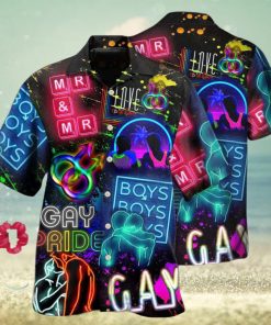 Beach Shirt Lgbt Gay Neon Art Gay Pride Hawaiian Shirt