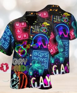 Beach Shirt Lgbt Gay Neon Art Gay Pride Hawaiian Shirt