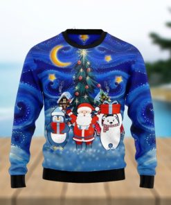 Bear Santa Penguin Full Printed Ugly Wool Sweater