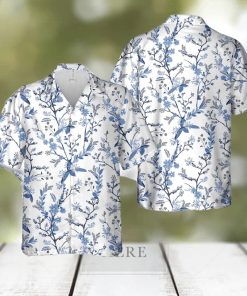 Beautiful florals on blue shade seamless Hawaiian Shirt