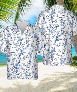 Beautiful florals on blue shade seamless Hawaiian Shirt