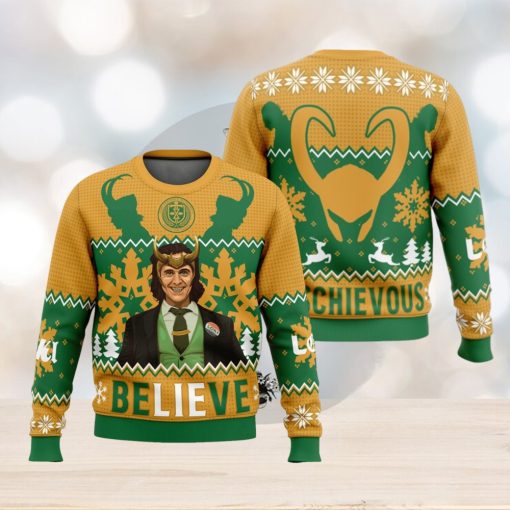 Believe Loki Marvel Ugly Christmas Sweater