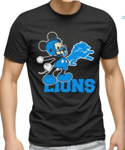 Best mickey Mouse cartoon NFL Detroit Lions football player helmet logo shirt
