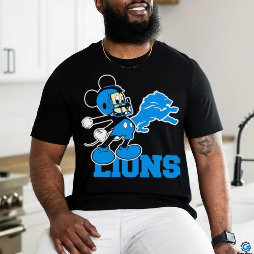 Best mickey Mouse cartoon NFL Detroit Lions football player helmet logo shirt