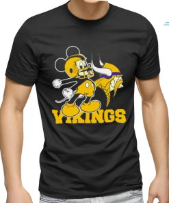 Best mickey Mouse cartoon NFL Minnesota Vikings football player helmet logo shirt