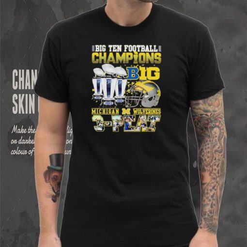 Big Ten Football Champions Michigan Wolverines 3 peat shirt