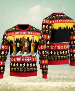 Bigfoot Christmas Is Better With Beer Christmas Gift Ugly Christmas Sweater 3D Printed Men And Women Holiday Gift