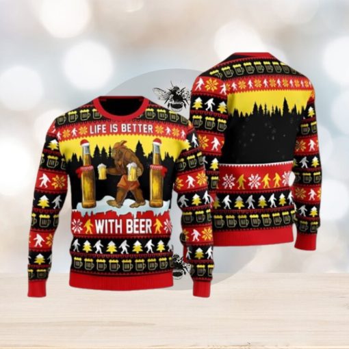 Bigfoot Christmas Is Better With Beer Christmas Gift Ugly Christmas Sweater 3D Printed Men And Women Holiday Gift