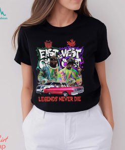 Biggie Smalls East Coast Vs Tupac Shakur West Coast Legends Never Die T Shirt